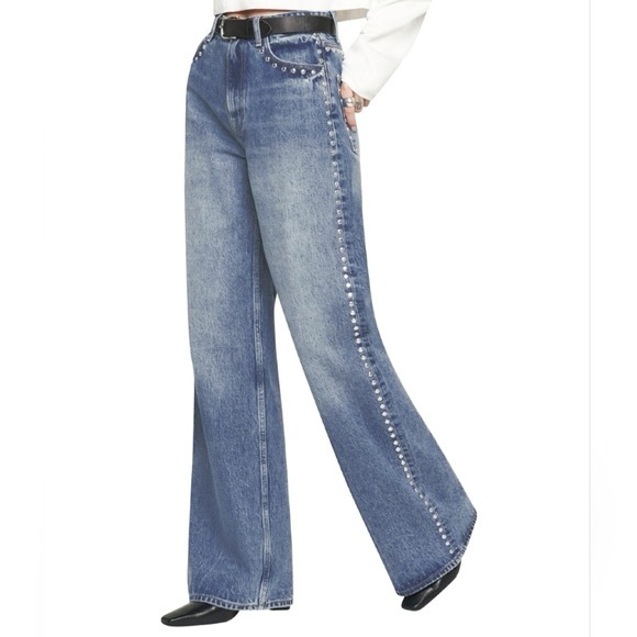 House of Harlow 1960 Denim - House of Harlow 1960 Blue Flare Jeans with Studs